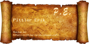 Pittler Erik névjegykártya